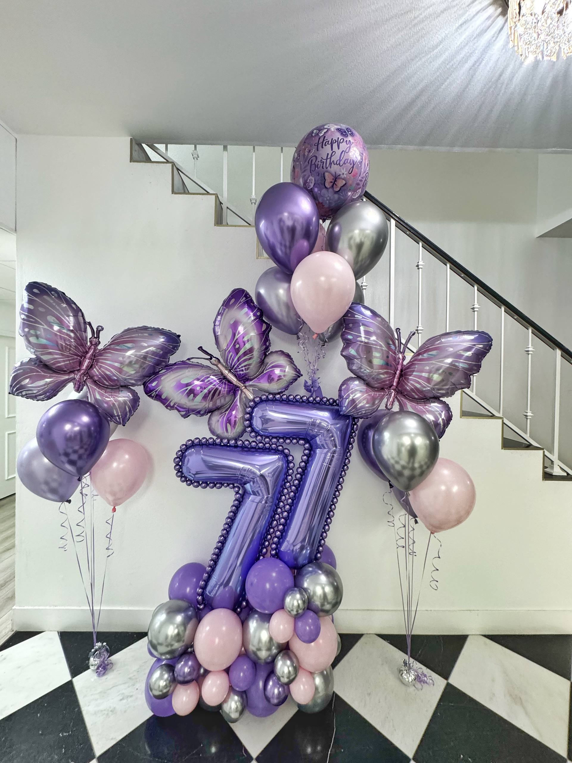 Number Balloon Arrangement + 2 helium bunches with butterfly 