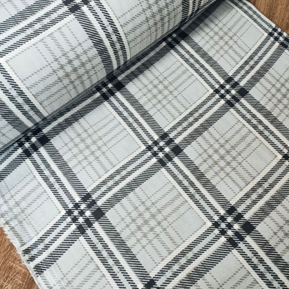 Тканина фланель- Клітина на світло сірому