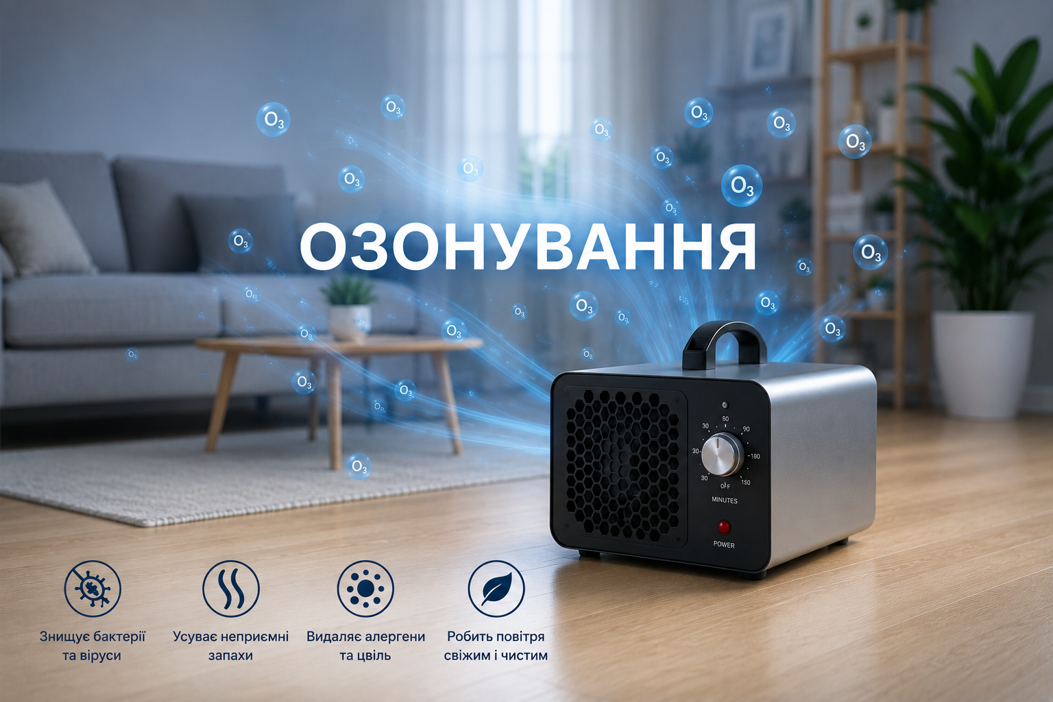 Озонування 2 кімн. (до 50 м²)
