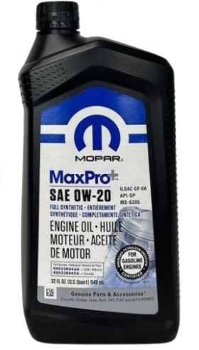 Моторна олива 0W20 MOPAR MaxPro+ SAE Engine Oil SP/GF-6A, 1qt.