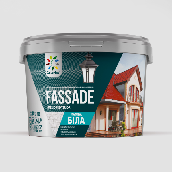 FASSADE ФАРБА ФАСАДНА ВОДНО-ДИСПЕРСІЙНА МАТОВА БІЛА  ТМ COLORINA