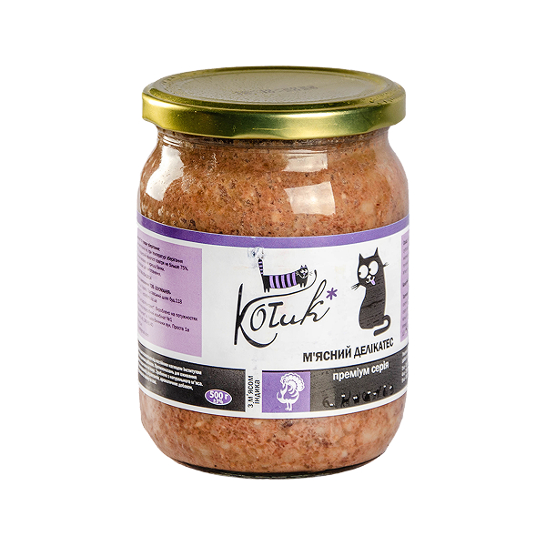 Консерви КОТиК д/котів м'ясні делікатеси з м'ясом індика 500г