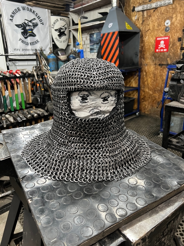 Steel chain mail hood