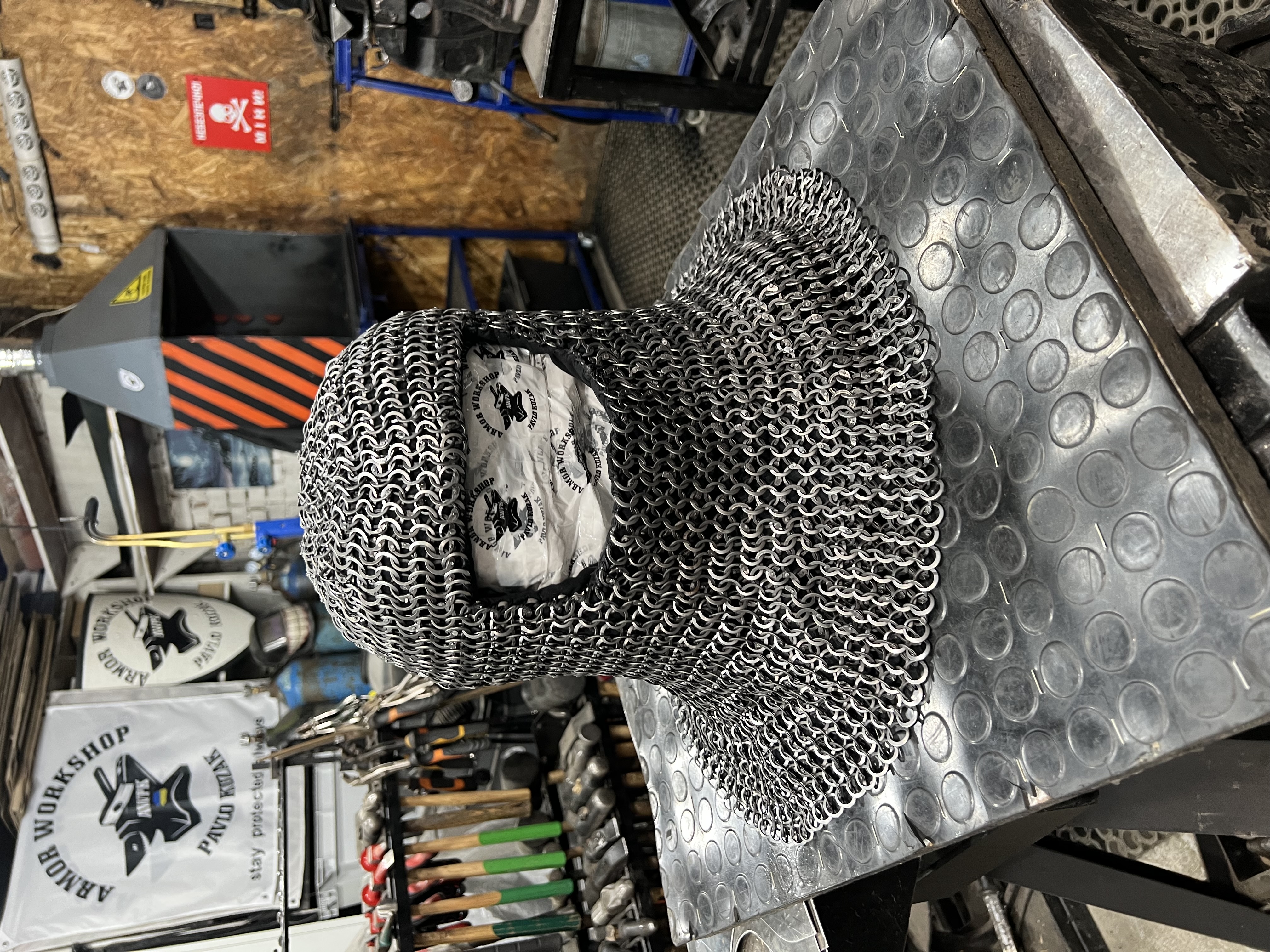 Steel chain mail hood