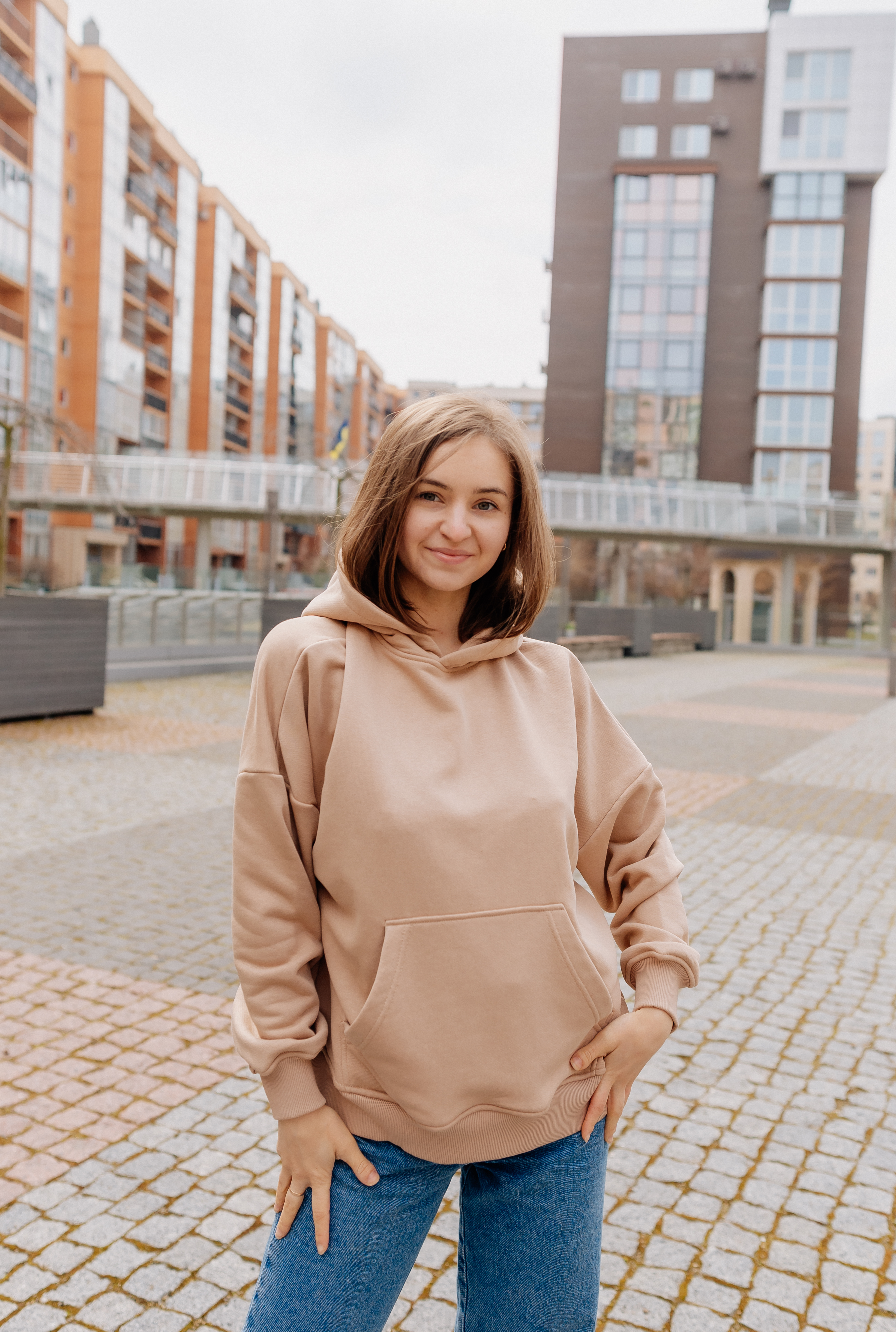 ХУДІ НЕ УТЕПЛЕНЕ ОВЕРСАЙЗ БЕЖЕВЕ