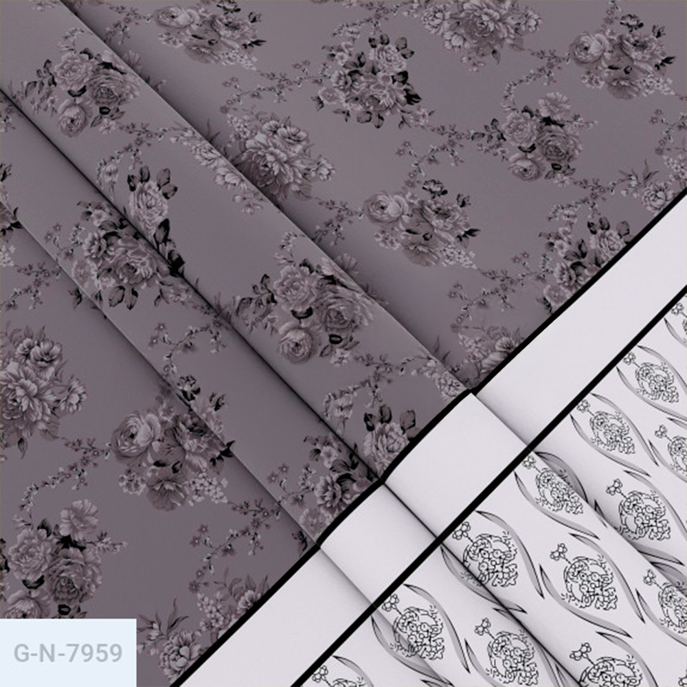 Тканина Голд Euro - Квіти з орнаментом та смугами