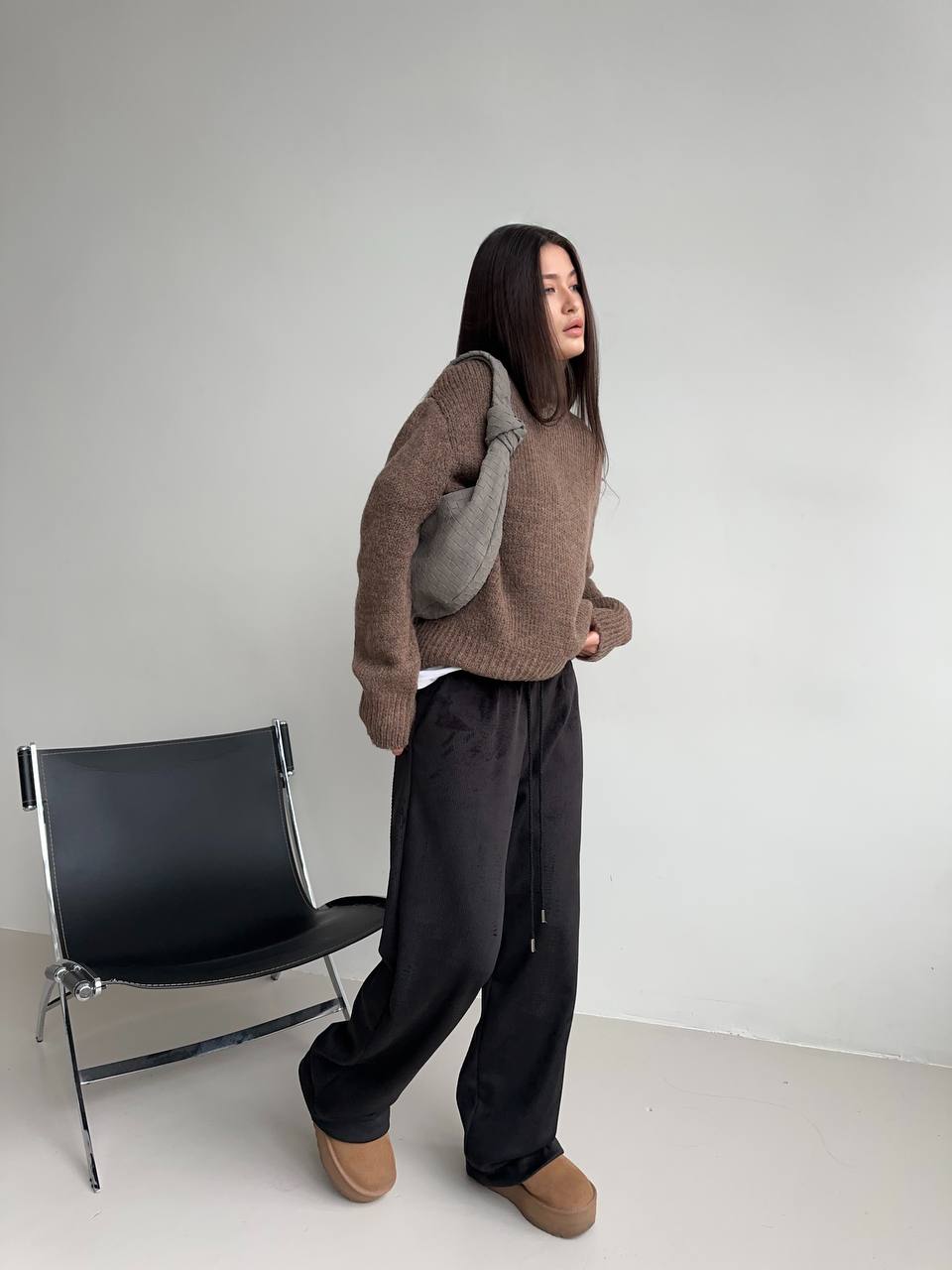 Штани вельвет чорні фліс