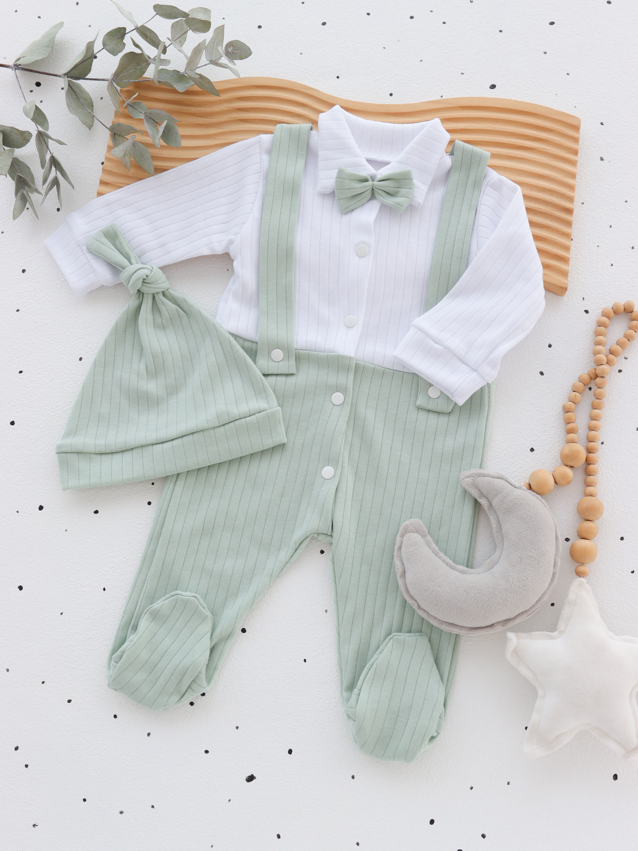 Дитячий комплект для новонародженого хлопчика чоловічок з шапочкою Джентльмен