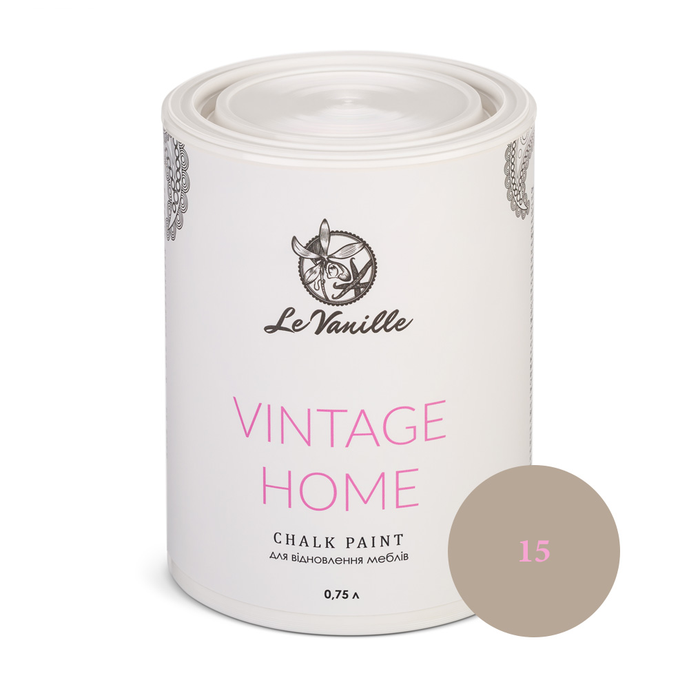 Крейдова фарба Le Vanille Vintage Home попеляста (колір 15) 0,75 л