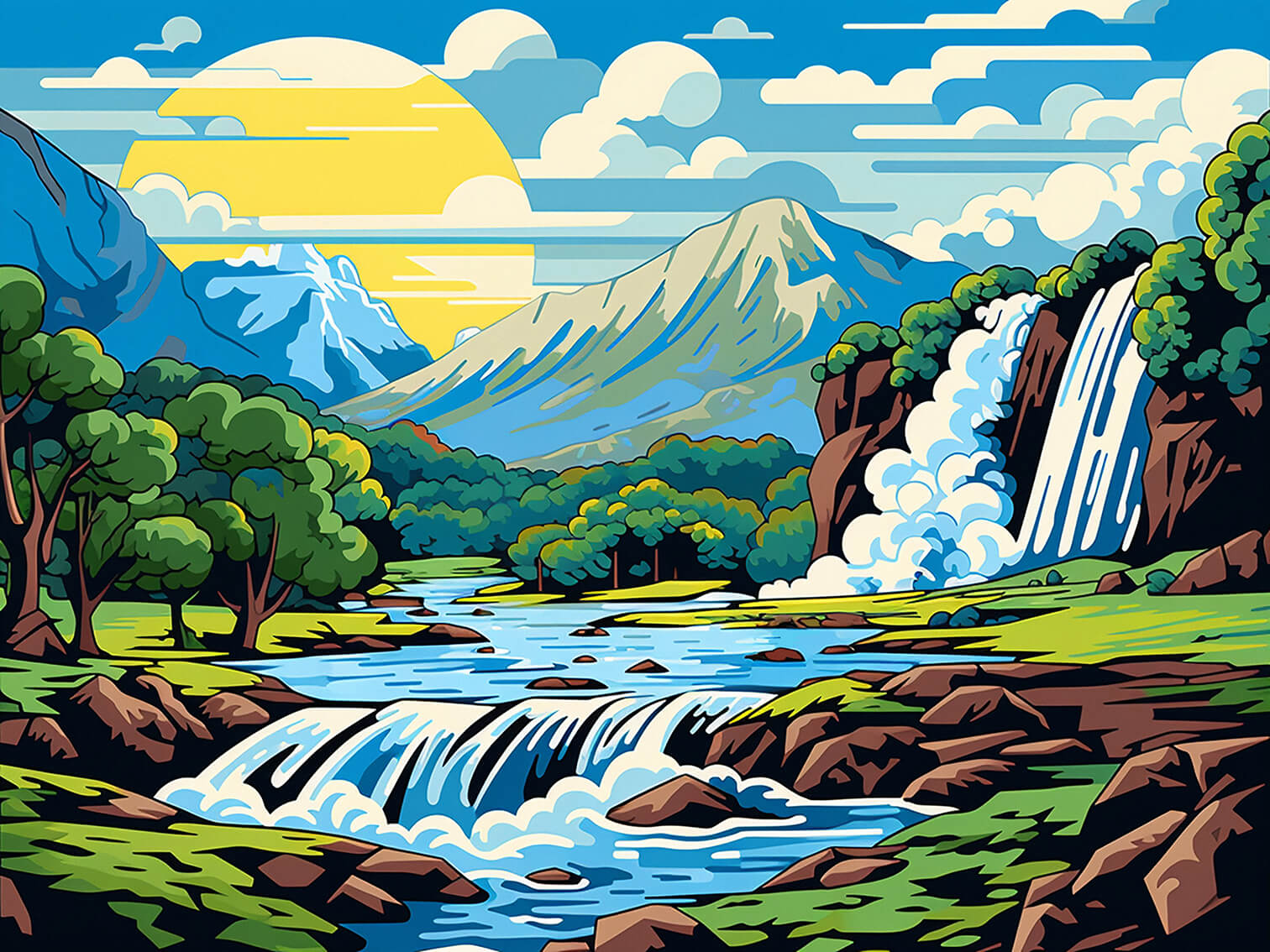 Waterfall, 60x80 cm, original acrylic painting on canvas