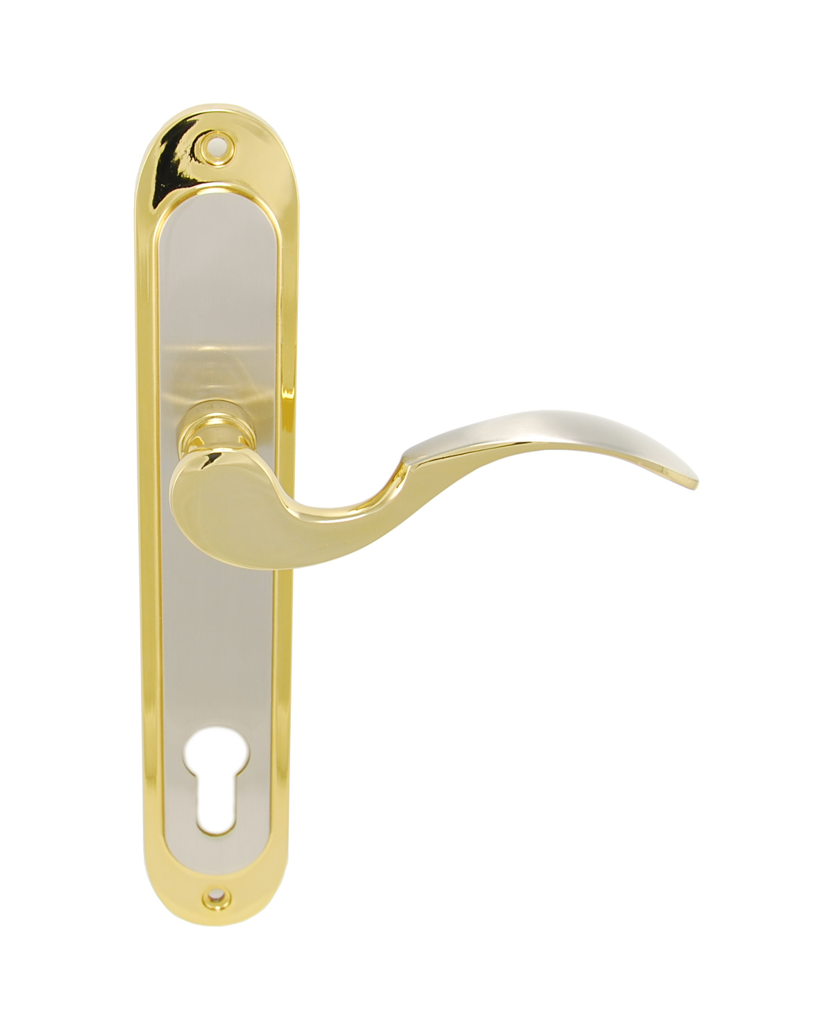 Дверна ручка під ключ (85мм) на планці SIBA Osimo, матовий нікель - темне золото