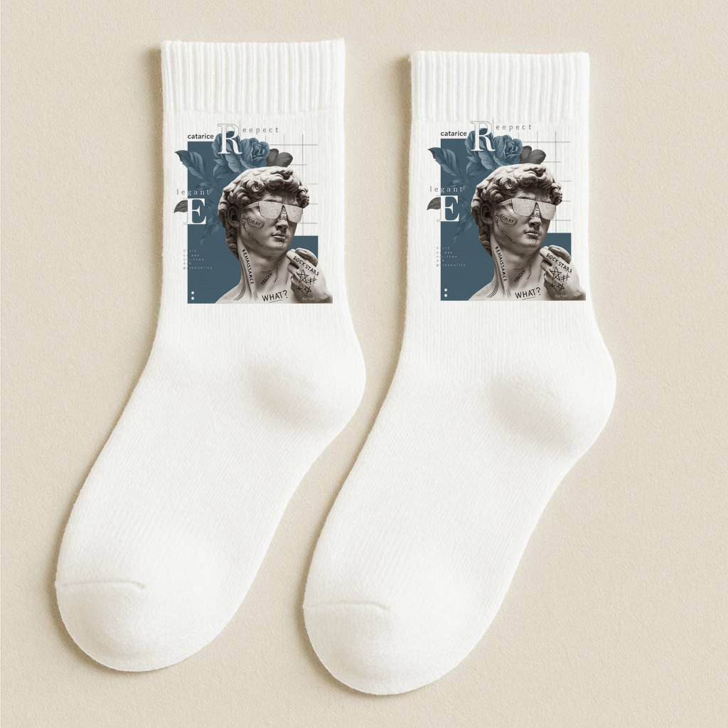 ШКАРПЕТКИ КЛАСИЧНІ БІЛІ З ПРИНТОМ "ЕЛЕГАНТ"