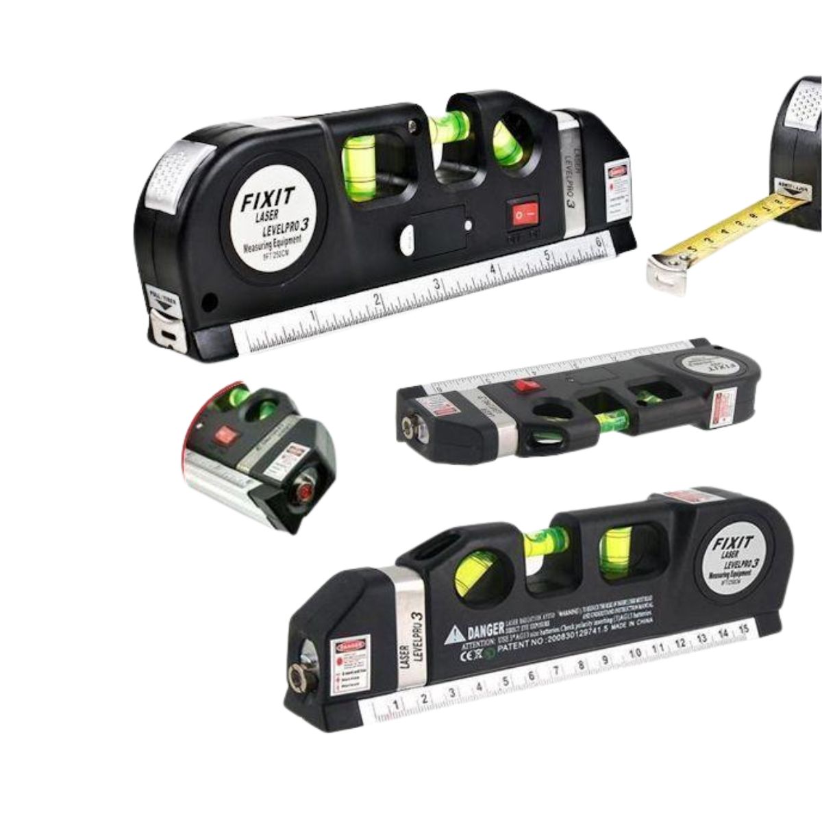 Лазерний рівень з вбудованою рулеткою FIXIT Laser Level Pro 3 (4 в 1) рулетка, лінійка