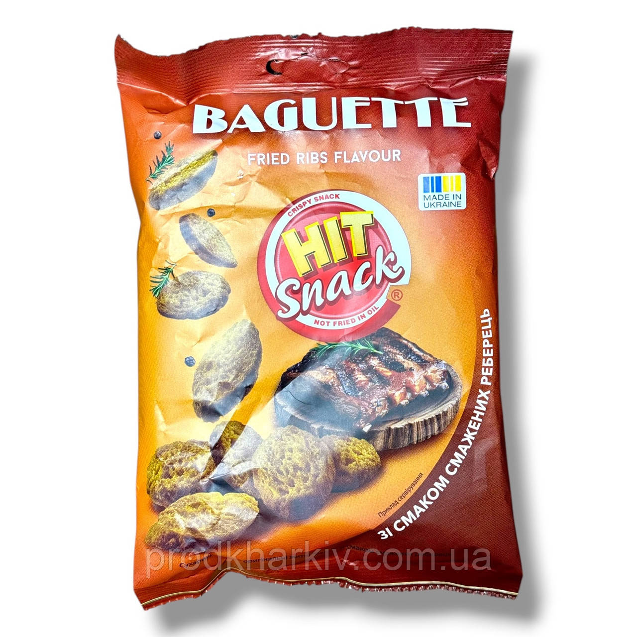 Сухарики багет Hit Snack «Смажені ребришки» 60 г, хрусткі грінки зі смаком сиру Хіт Снек