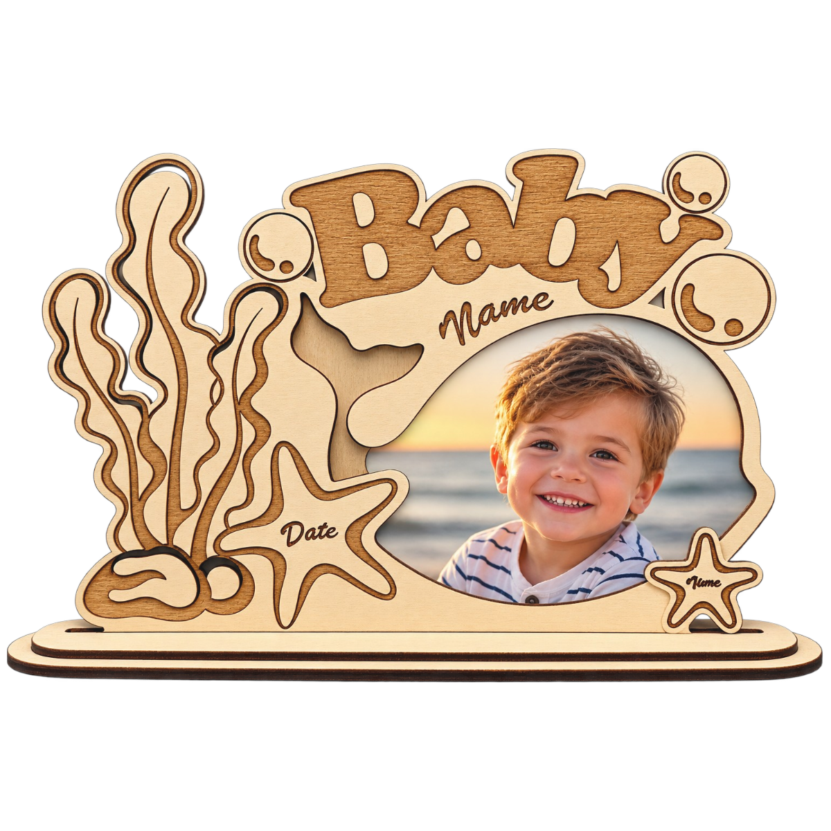 ⭐Drewniana ramka na zdjęcie dziecka 🌊⭐