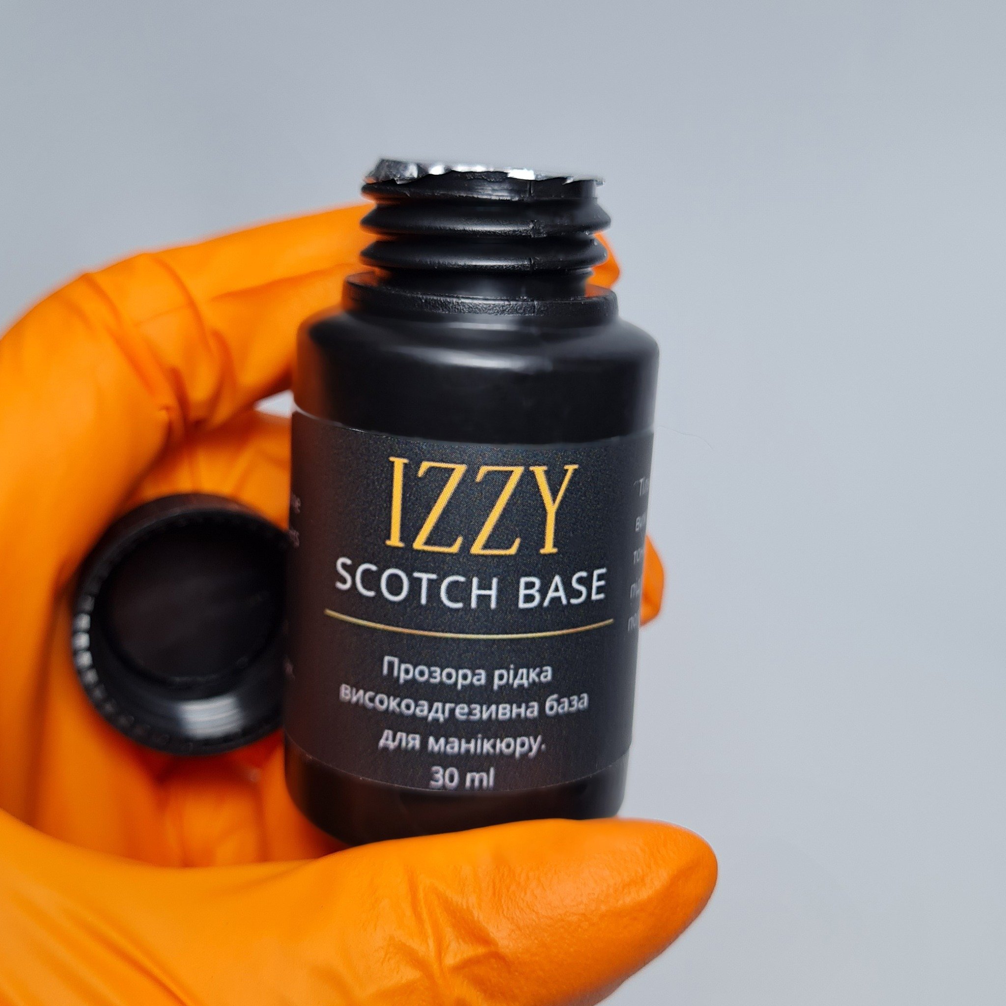 Прозора рідка високоадгезивна база скотч Izzy Sсotch Base для манікюру, у пляшці без пензлика, 30мл