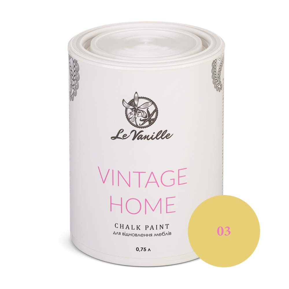 Крейдова фарба Le Vanille Vintage Home жовта (колір 03) 0,75 л