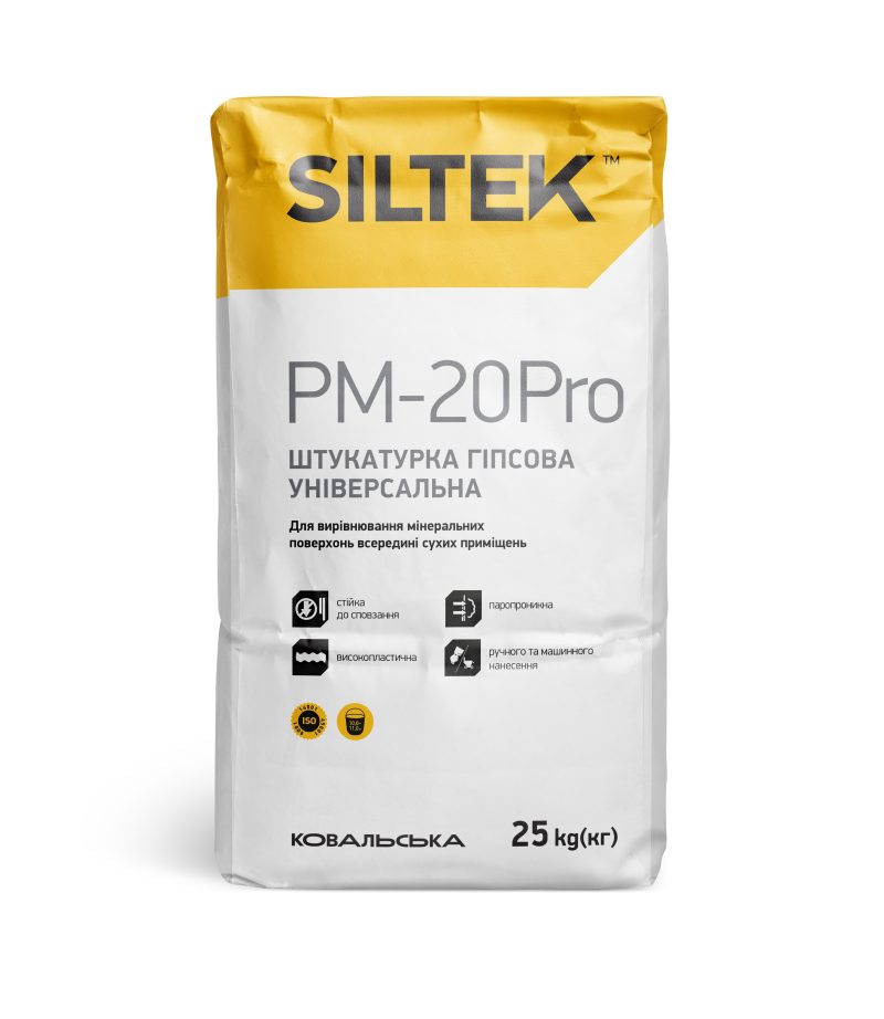 Siltek PM-20 штукатурка гіпсова універсальна машинна 25 кг. Сілтек