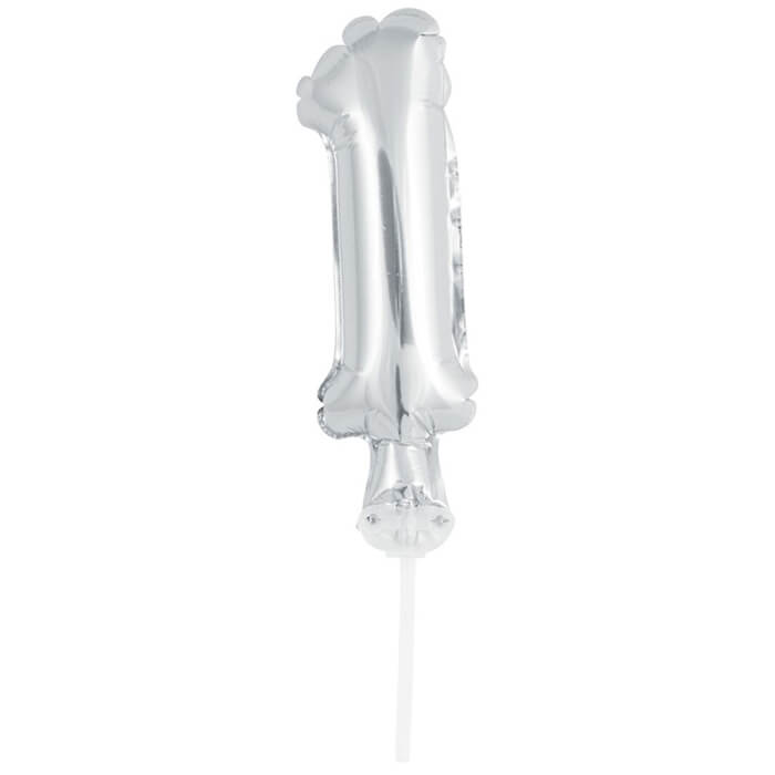 Цифра-топер у вигляді фольгованої кульки 1 срібло