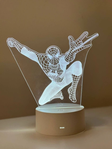 3D светильник ночник Marvel Человек Паук s2 17 см Белый