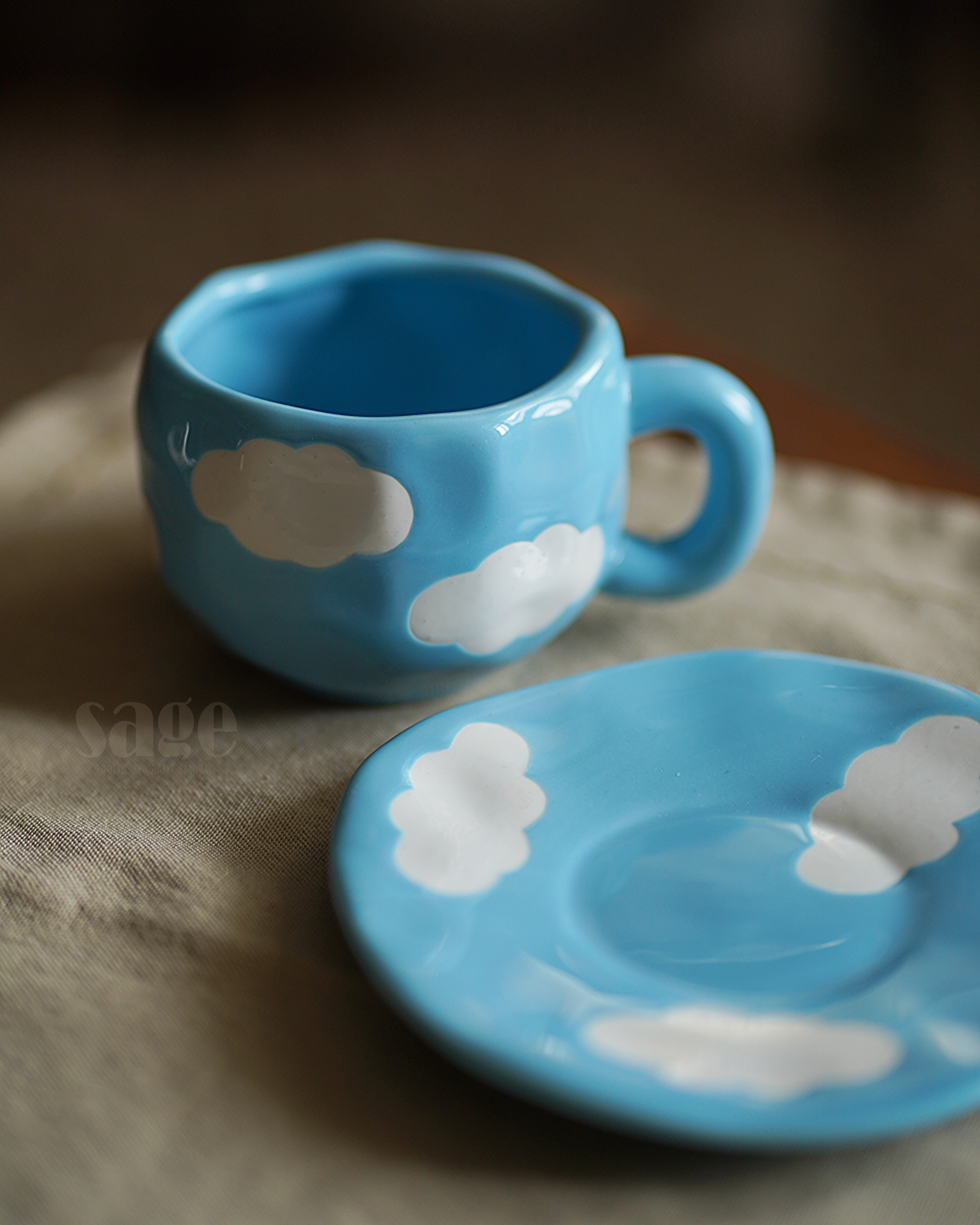 Чашка з блюдцем "Небо" 300 мл (УЦІНКА)