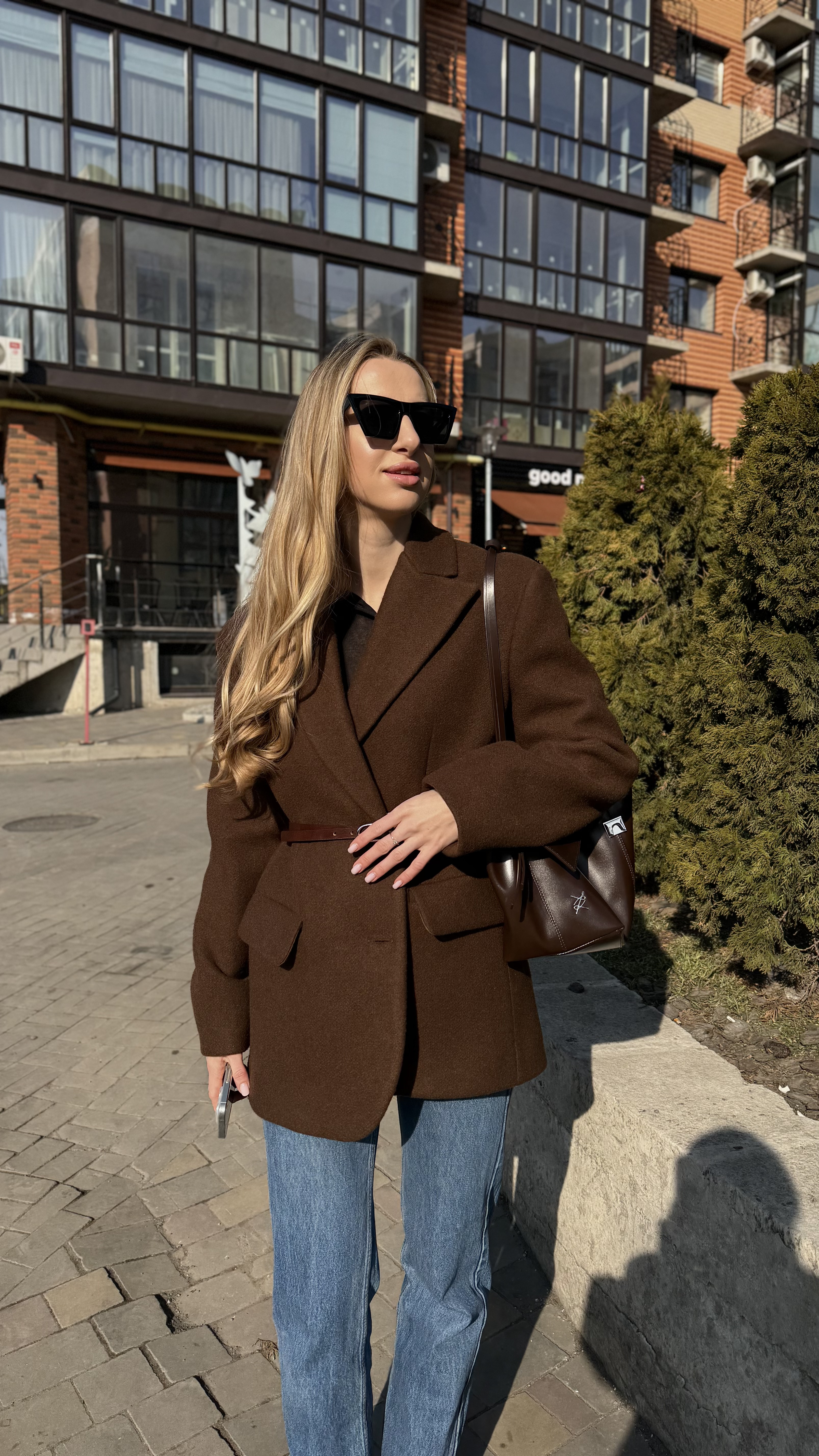 Жакет-пальто прямого крою Коричневий