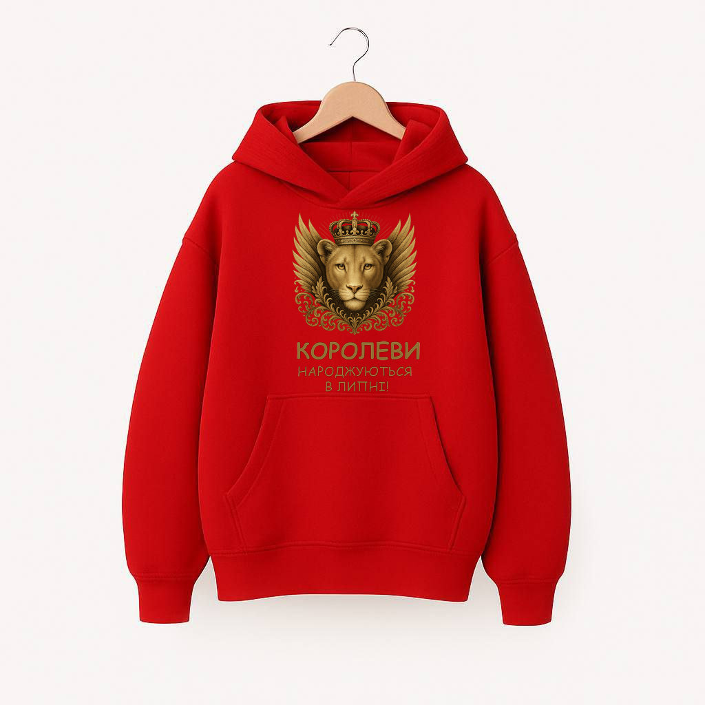 ХУДІ УТЕПЛЕНЕ ОВЕРСАЙЗ ЧЕРВОНЕ З ПРИНТОМ 