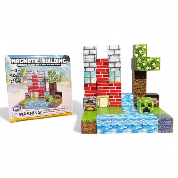 Магнітний конструктор  Magnetic Building 50 дет. | Дитячій магнітний конструктор в стилі Minecraft