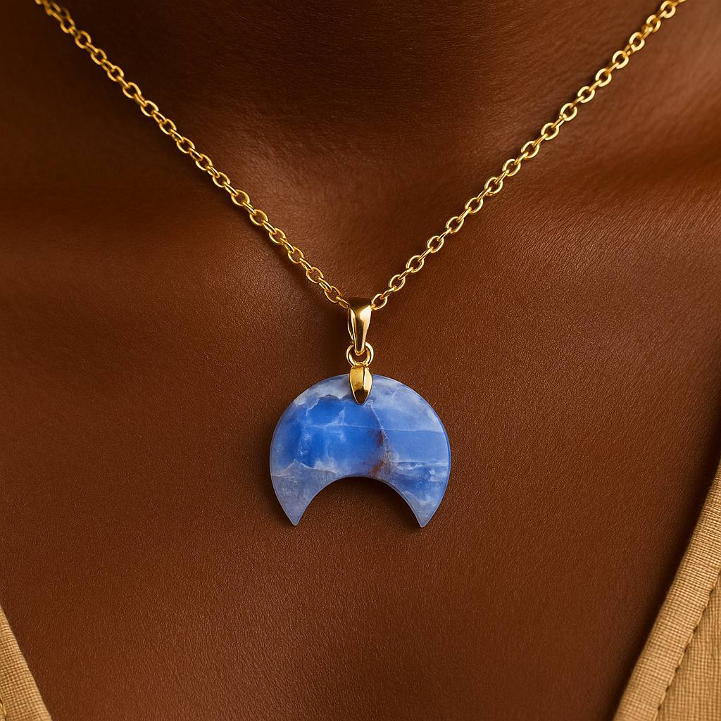 Unique Dendritic Agate Pendant on Stainless Steel Chain
