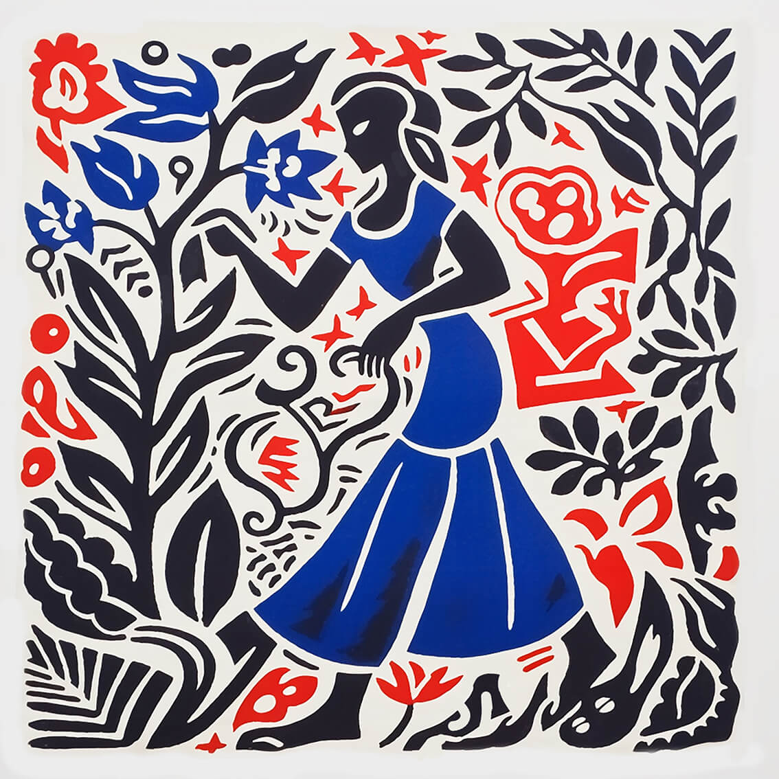 Matisse sketch IV, 30x30 cm, original acrylic painting on paper
