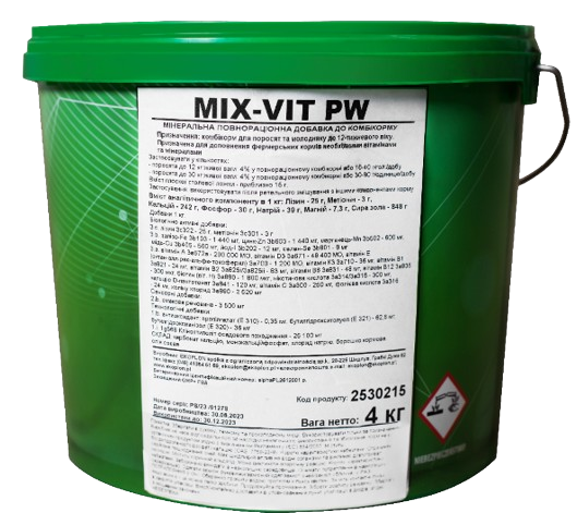 Mix Vit PW (Мікс Віт ПВ) 4% премікс для поросят до 35 кг маси тіла? 4 кг