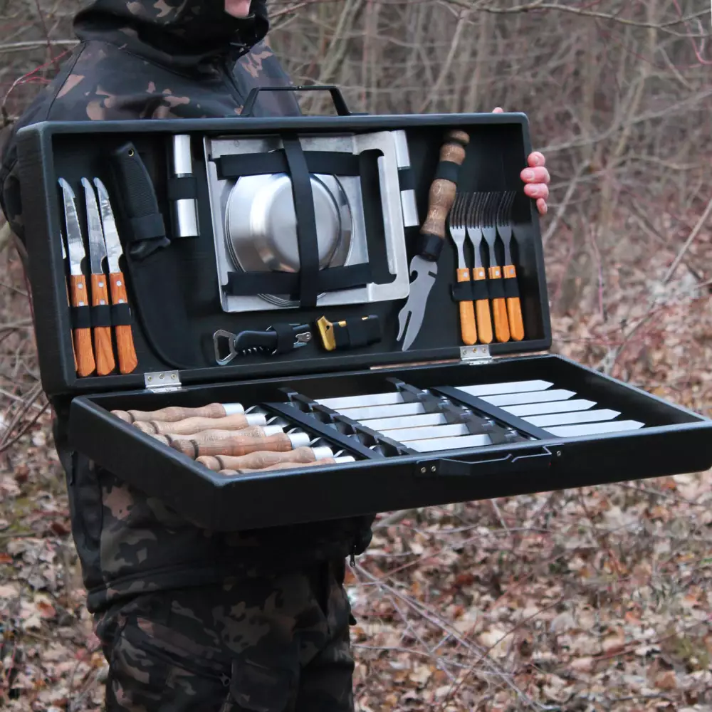 Набір шампурів в дерев'яній коробці ЗАСТІЛЬНИЙ