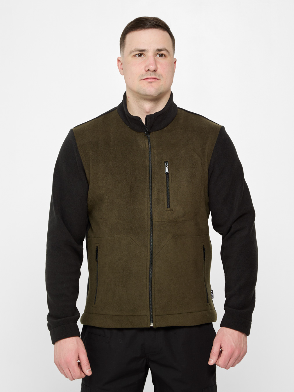 Флісова чоловіча кофта UKM зелений/чорний