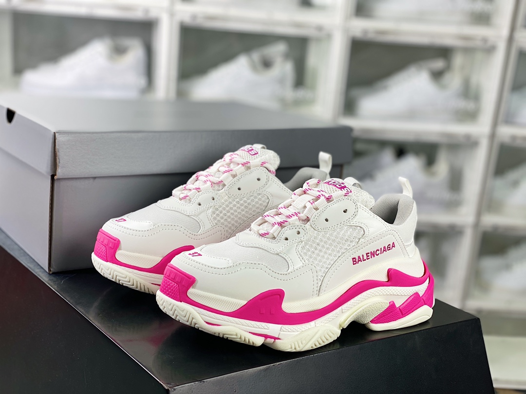 Balenciaga Triple S Clear Sole Sneaker PinkBlack LOGO 524039 W1FC3 9023