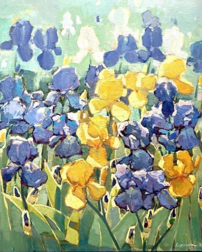 Sun in irises, 2022, 80x60 sm, oil on canvas