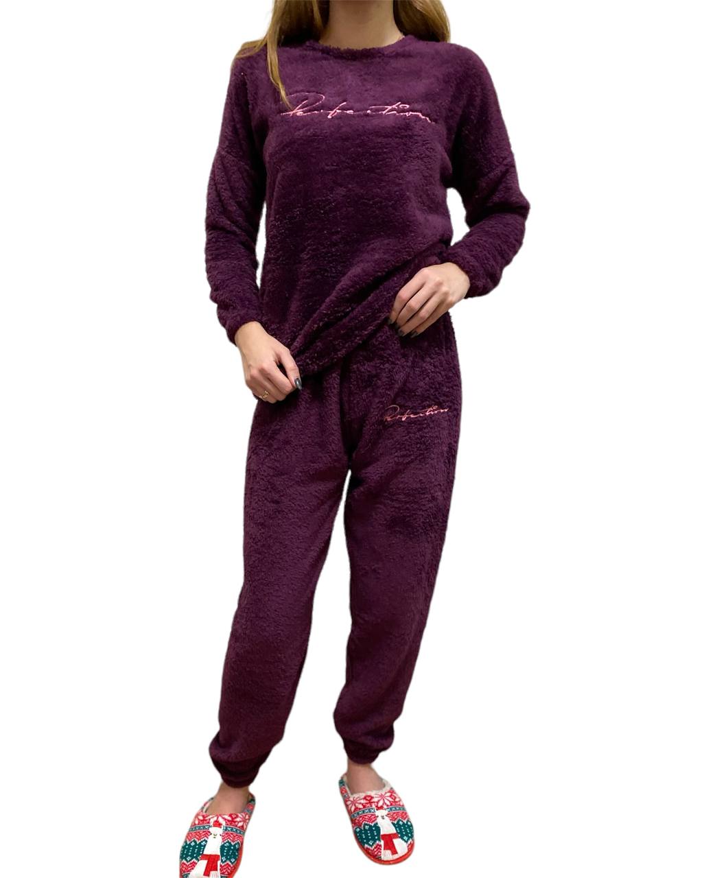 Піжама жіноча "Овечка" фіолетова с капюшоном махрова розмір Л, ХЛ