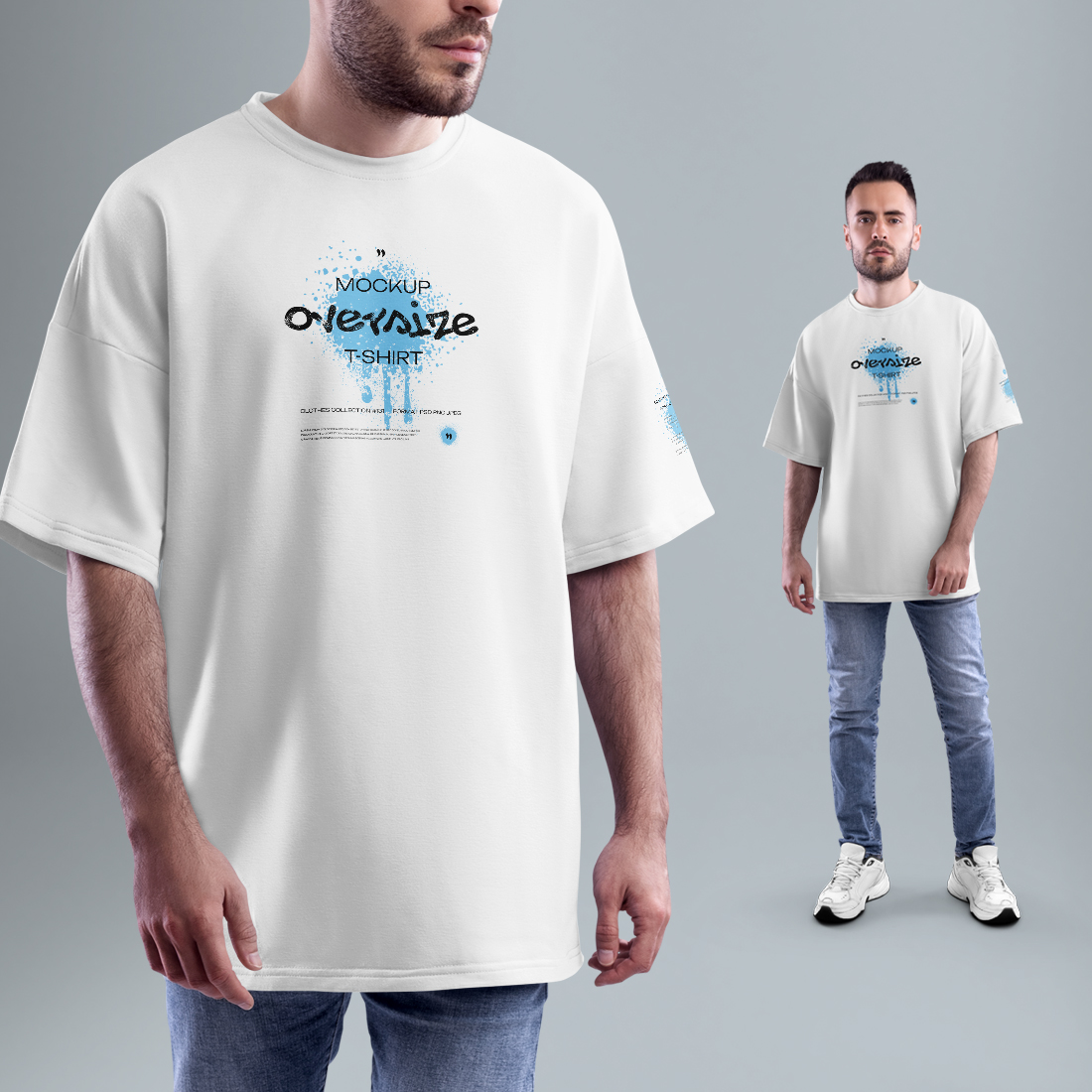 4 Oversized Men's T-Shirt Mockups. vol.02