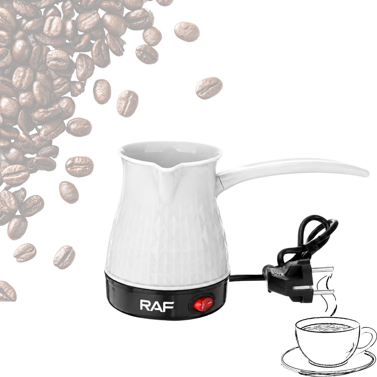 Турка електрична дорожня 600Вт RAF R.126 Electric Coffee Pot від 220В