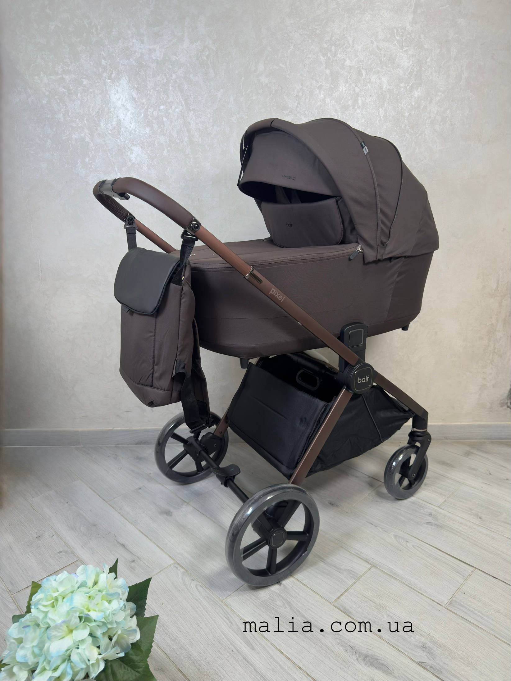 Коляска 2 в 1 Bair Pixel PC-06 Velvet Chocolate