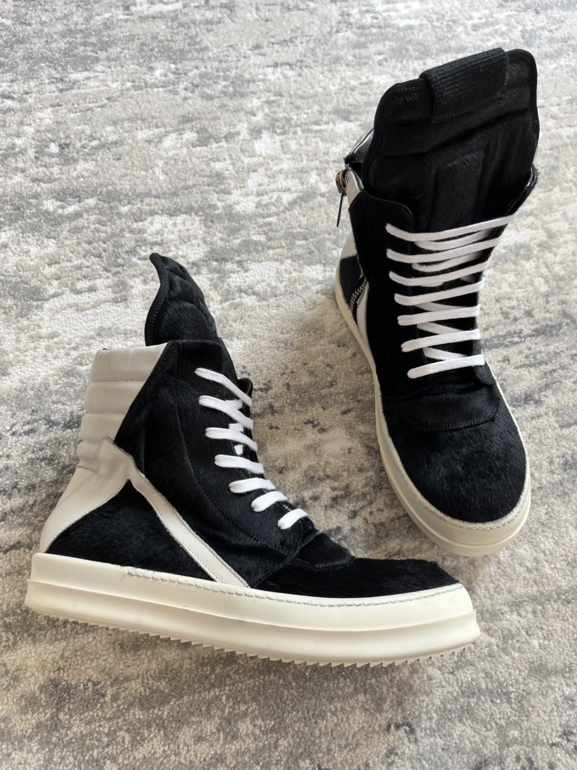 rick owens aw13 pony hair geobaskets
