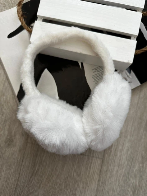 Теплі хутряні навушники білі