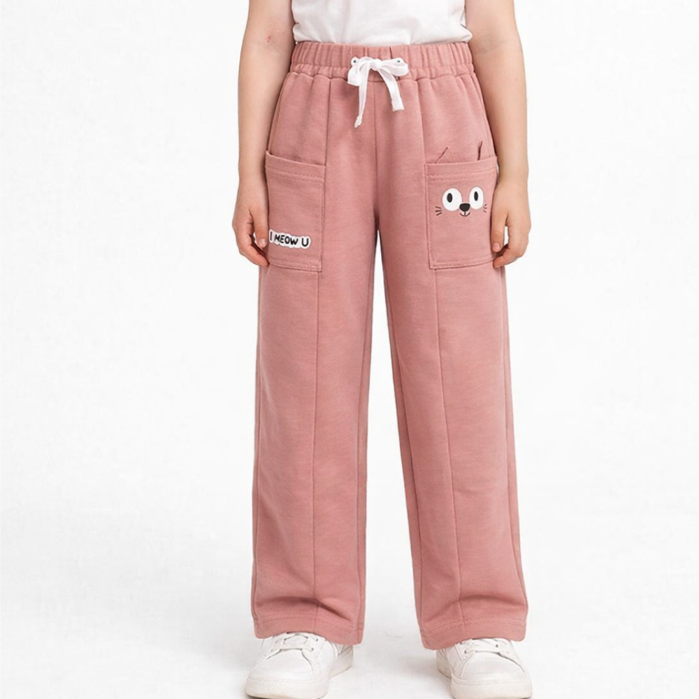 Трикотажні штани пудрового кольору для дівчинки