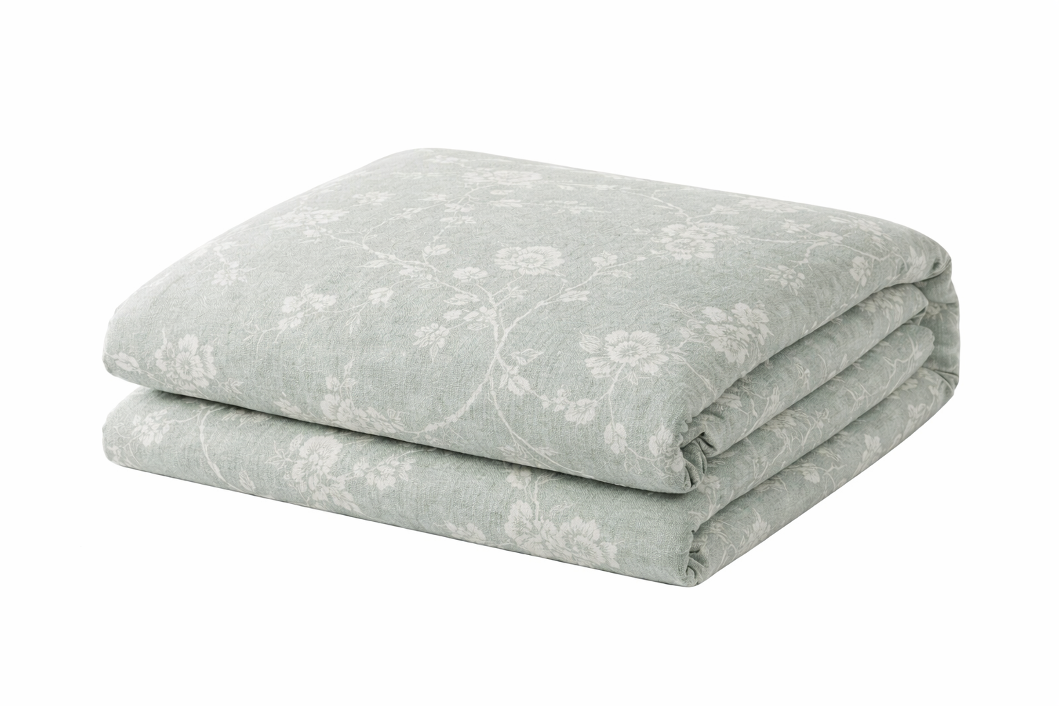 Підковдра  ранфорс принт "Білі квіти на світло зеленому"