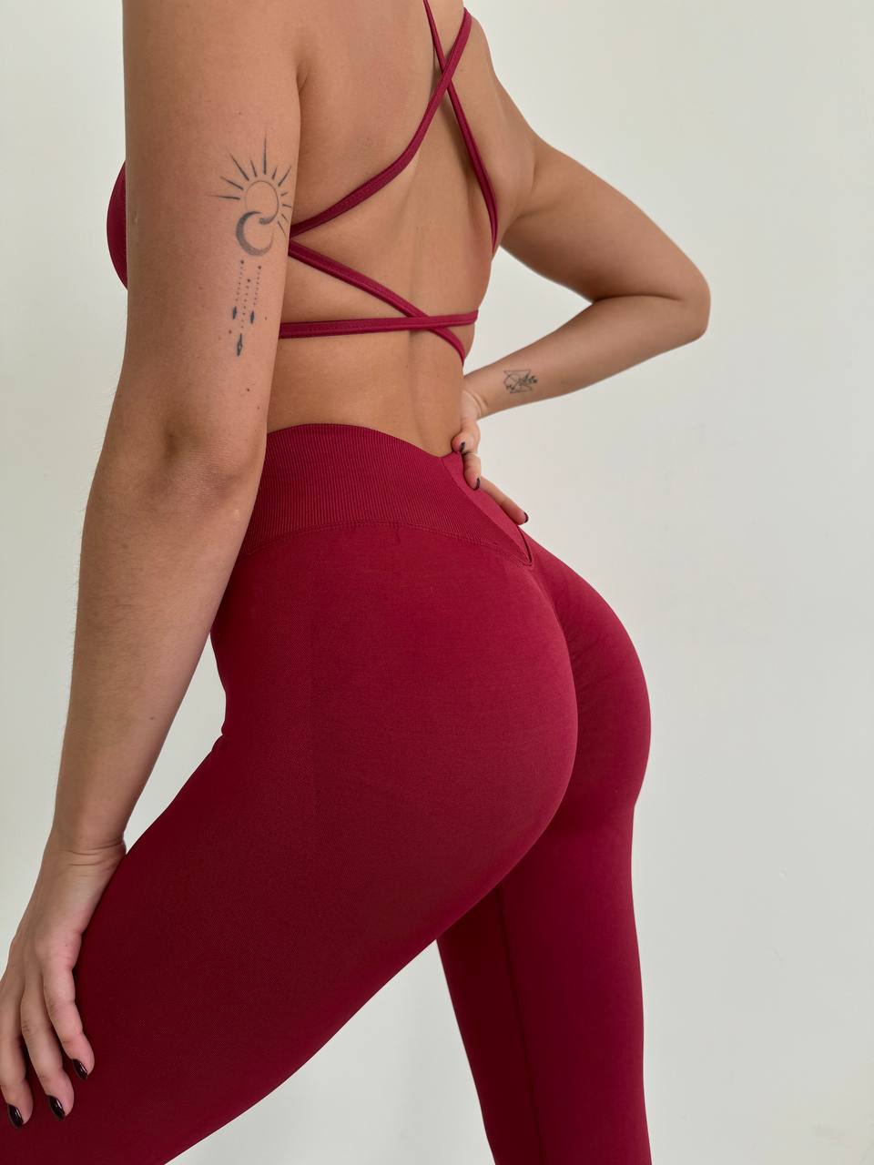 Легінси гладкі 02 із Пуш ап в кольорі бордо