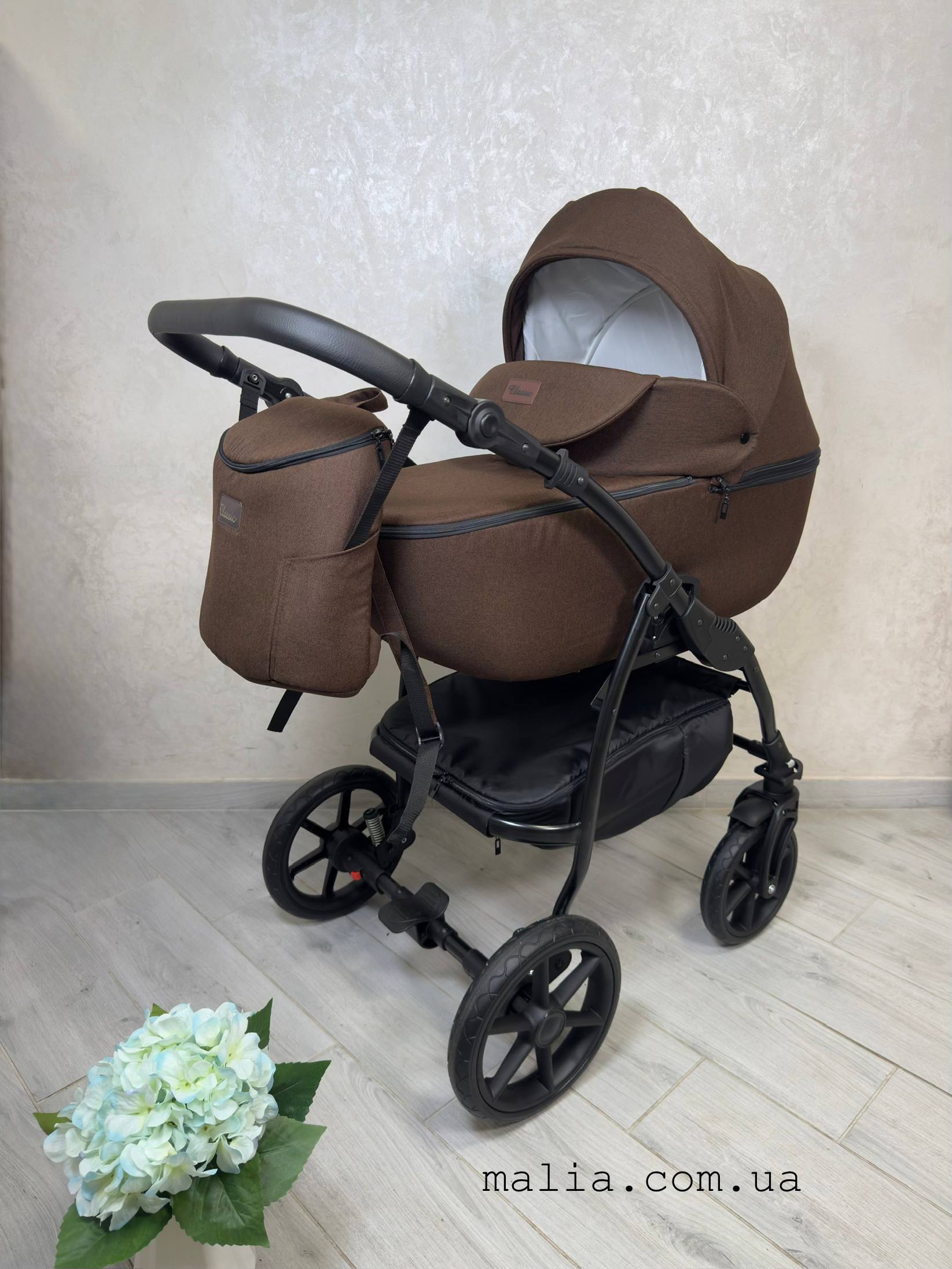 Дитяча коляска 2в1 Classic Victoria Gold шоколад, льон