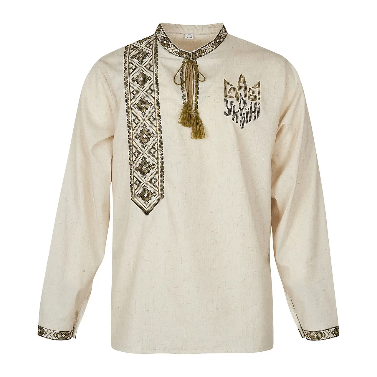 Вишита чоловіча сорочка сірий льон