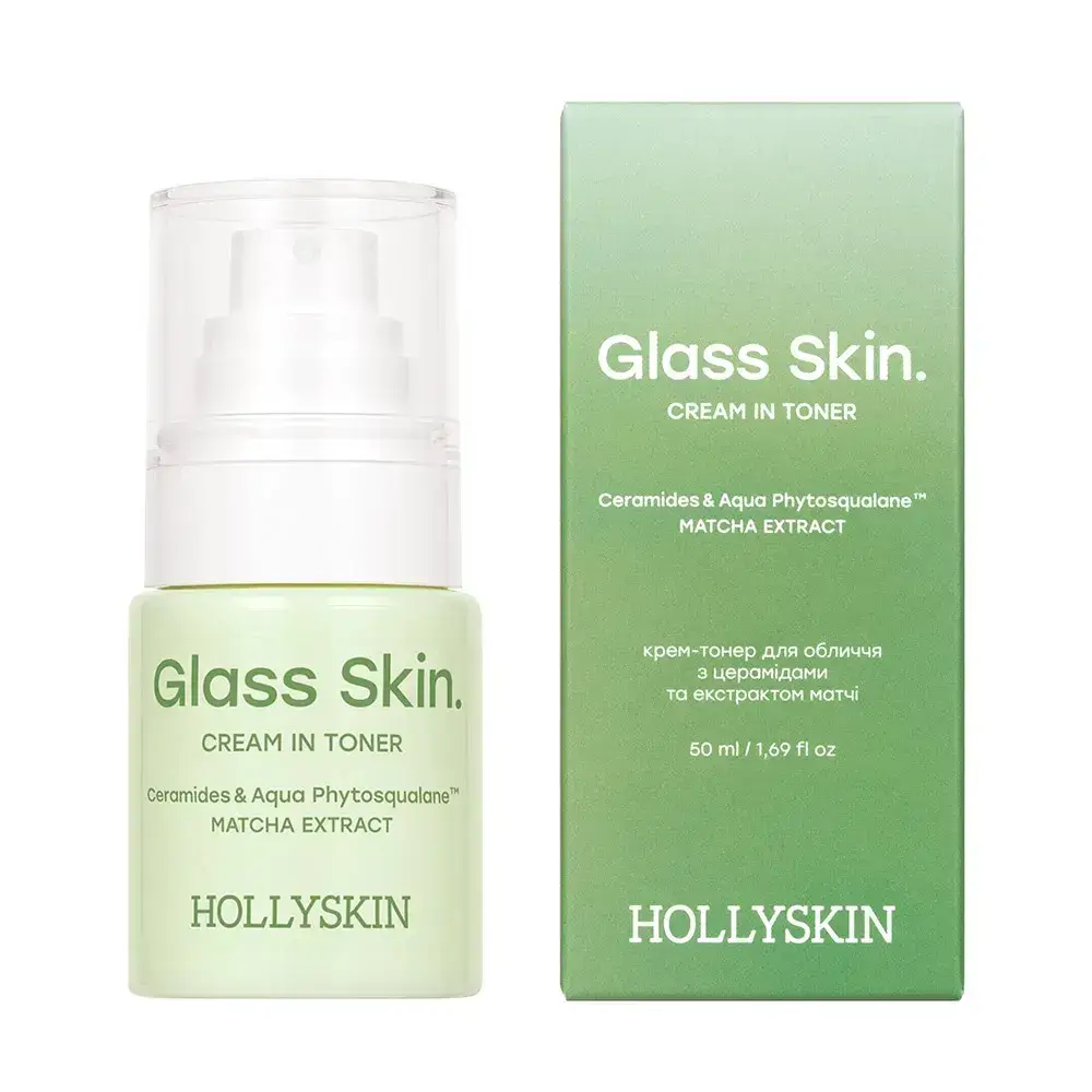 Крем-тонер для обличчя HOLLYSKIN Glass Skin. з церамідами та екстрактом матчі