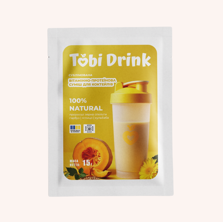 TOBI Drink  Пророщене зерно спельти • Гарбуз • Трава яглиці • Листя кульбаби, 15г.