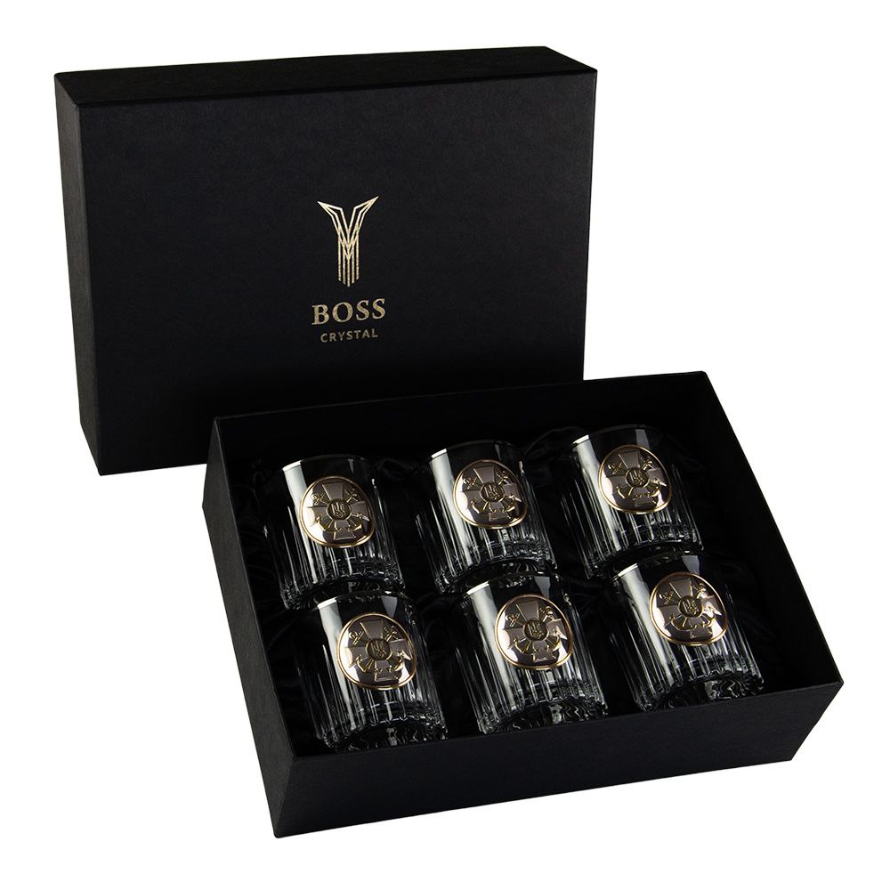 Подарунковий набір для віскі Штаб ВМФ – 6 келихів з платиною для військово-морського флоту, GPB6VMF2PG