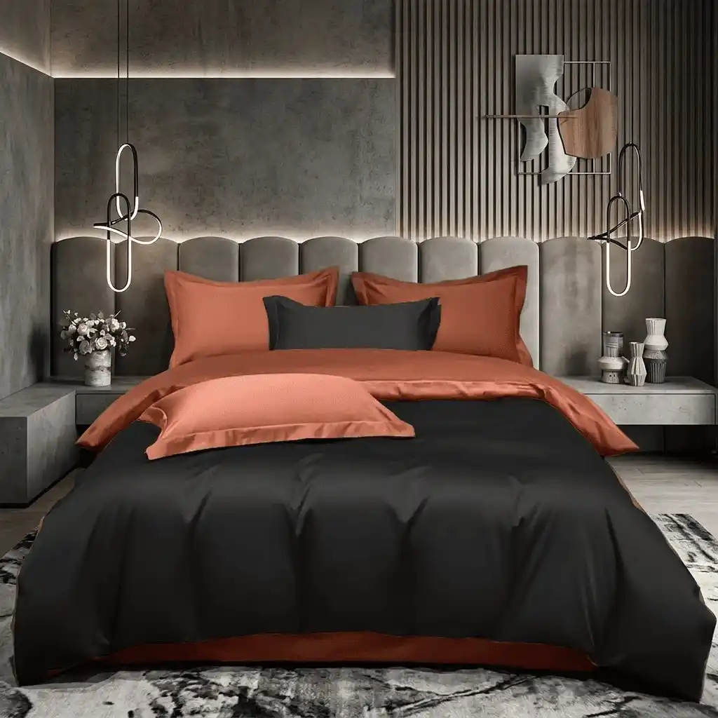 Постільна білизна з сатину, колір Grape & Black